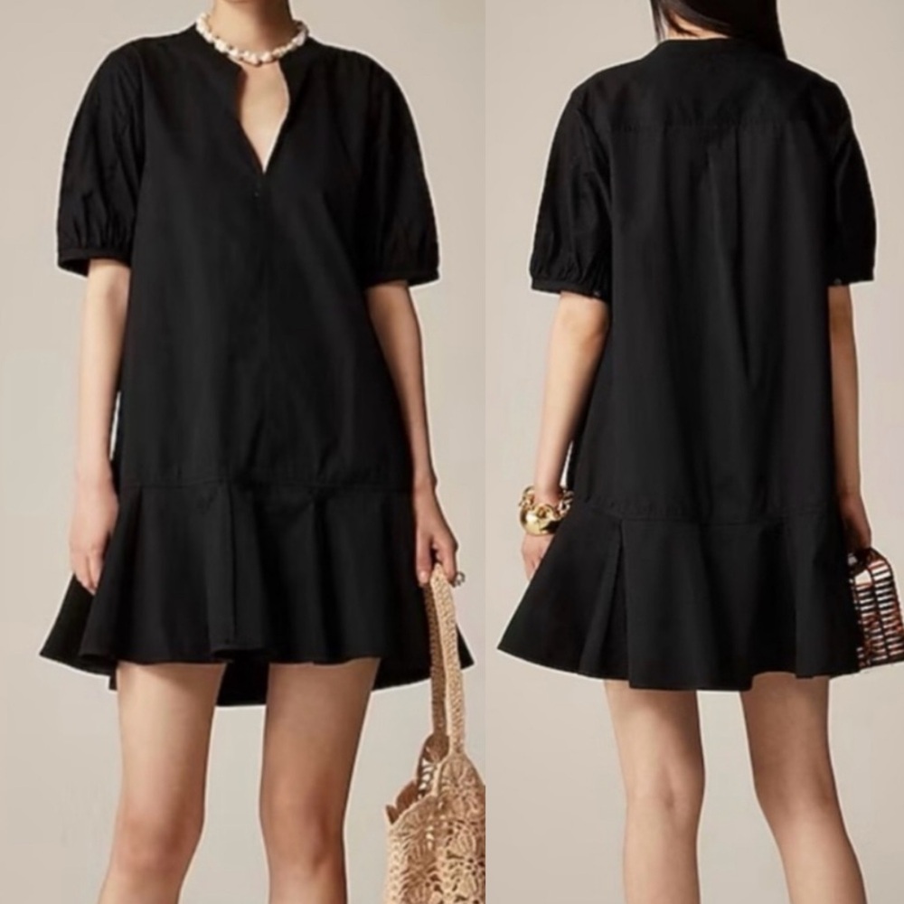 J.Crew Delilah Black Dress in Cotton Poplin NWT Size XS